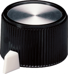 Pointer knob, 6 mm, plastic, black/silver, Ø 23.9 mm, H 16 mm, A1318560