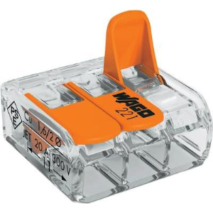 Connection clamp, 3 pole, 0.2-4.0 mm², clamping points: 3, orange/transparent, Cage clamp, 32 A