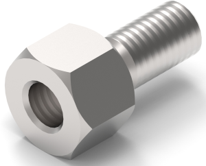 Hexagonal spacer bolt, External/Internal Thread, M4/M4, 8 mm, brass