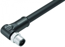 Sensor actuator cable, M12-cable plug, angled to open end, 4 pole, 5 m, PUR, black, 12 A, 77 0627 0000 50704-0500