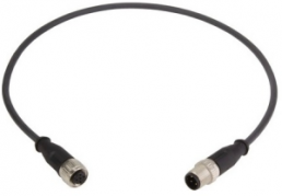 Sensor actuator cable, M12-cable plug, straight to M12-cable socket, straight, 4 pole, 0.3 m, PUR, black, 21348485491003