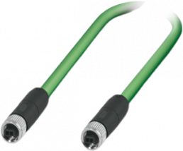Sensor actuator cable, M8-SPE cable plug, straight to M8-SPE cable socket, straight, 2 pole, 2 m, PUR, green, 1217320