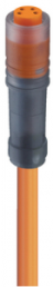 Sensor actuator cable, M8-cable socket, straight to open end, 4 pole, 10 m, PVC, orange, 4 A, 11283