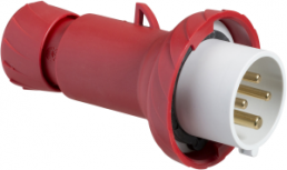 CEE plug, 4 pole, 16 A/380-415 V, red, 6 h, IP67, PKE16M734
