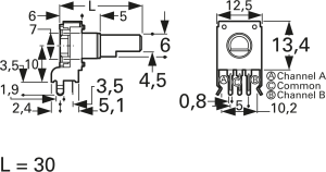 Incremental encoder, 5 V, impulses 12, PEC12R-2130F-S0012