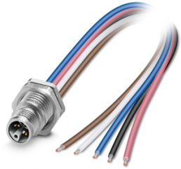 Sensor actuator cable, M12-flange plug, straight to open end, 5 pole, 0.2 m, 16 A, 1425584