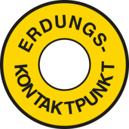 Identification sign, text: "Erdungskontaktpunkt", Ø 30 mm, PVC, C-197 804 (12ST.)