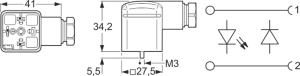 Valve connector, DIN shape A, 2 pole + PE, 24 V, 0.25-1.5 mm², 934888011