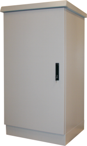 12 U Outdoor cabinet with base, single wall, single door, (H x W x D) 600 x 600 x 500 mm, IP55, aluminum, light gray, 12349-001