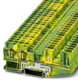 Protective conductor terminal, spring-cage/plug-in connection, 0.08-6.0 mm², 4 pole, 6 kV, yellow/green, 3042858