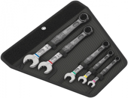 Open-end ratchet wrench kit, 5 pieces with bag, 8-19 mm, 15°, 295 mm, 663 g, Chrome molybdenum steel, 05020230001