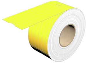 Polyvinyl chloride Label, (L x W) 90 x 8 mm, yellow, Roll with 1000 pcs