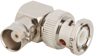 Coaxial adapter, 50 Ω, BNC plug to BNC socket, angled, 031-9