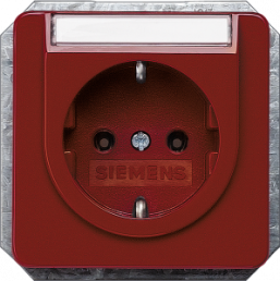 German schuko-style socket outlet with label field, red, 16 A/250 V, Germany, IP20, 5UB1476