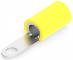 Insulated ring cable lug, 16.77-26.65 mm², AWG 4, 6.35 mm, M6, yellow