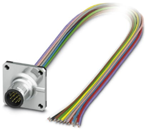 Sensor actuator cable, M12-flange plug, straight to open end, 12 pole, 0.5 m, 1.5 A, 1441587