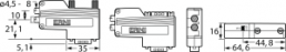Connector system, 144536, PROFIBUS IDC PG switch, gray, horizontal, 9-pole sub-D pin and socket