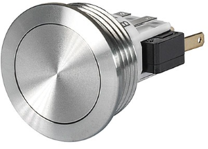 Pushbutton, 1 pole, silver (black), unlit , 100 mA/30 VDC, mounting Ø 16 mm, 16.1 mm, IP66/IP67, 3-146-886