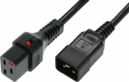 Device connection line, International, C20-plug, straight on C19 jack, straight, H05VV-F3G1.5mm², black, 2 m