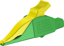 Alligator clip, green/yellow, max. 30 mm, L 92 mm, CAT III, socket 4 mm, 66.9575-20
