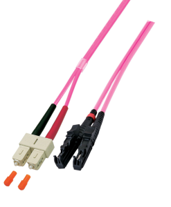 FO patch cable, E2000 to SC duplex, 0.5 m, OM4, multimode 50/125 µm