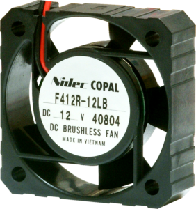 DC axial fan, 12 V, 41 x 41 x 12 mm, 9 m³/h, 23 dB, 1 ball bearing/1 slide bearing, Nidec Copal, F412R-12MB