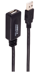 USB 2.0 extension line, USB plug type A to USB socket type A, 20 m, black