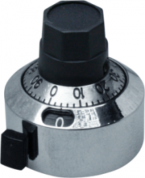 Analogue adjustment knob, 6 mm, 15, chrome/black