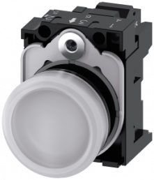 Indicator light, 22 mm, round, plastic, white, lens, smooth, 230 V AC