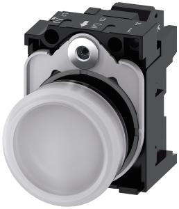 Indicator light, 22 mm, round, plastic, white, lens, smooth, 230 V AC