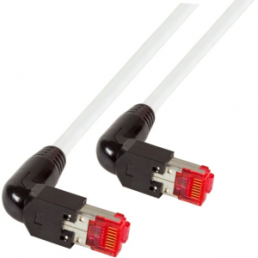 Patch cable, RJ45 plug, angled to RJ45 plug, angled, Cat 6A, S/FTP, LSZH, 10 m, white