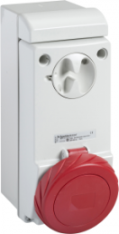 CEE wall socket, 4 pole, 63 A/380-415 V, red, IP65, PKB63P534