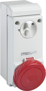 CEE wall socket, 4 pole, 16 A/380-415 V, red, 6 h, IP65, 83085