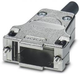 D-Sub connector housing, size: 2 (DA), straight 180°, cable Ø 3 to 8.5 mm, zinc die casting, silver, 1419724