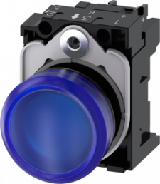 Indicator light, 22 mm, round, plastic, blue, lens, smooth, 24 V AC/DC