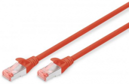 Patch cable, RJ45 plug, straight to RJ45 plug, straight, Cat 6, S/FTP, LSZH, 500 mm, red