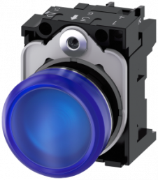 Indicator light, 22 mm, round, metal, high gloss,blue, lens, smooth, 24 V AC/DC