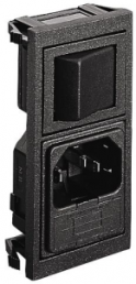 Plug C14, 3 pole, snap-in, plug-in connection, black, BZV01/A0620/11