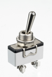 Toggle switch, metal, 1 pole, groping/latching, (On)-Off-(On), 10 A/400 VAC, nickel-plated/silver-plated, 637H