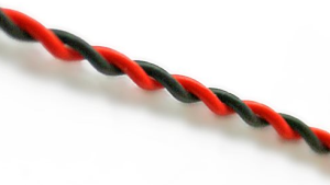 PVC-switching strand, twisted, 2-LiY, 0.25 mm², red/black, outer Ø 2.7 mm