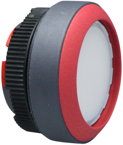 Pushbutton switch, illuminable, latching, waistband round, white, front ring red, mounting Ø 22.3 mm, 1.30.270.911/2203