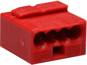 Micro junction box terminal, 4 pole, 0.6-0.8 mm², clamping points: 4, red, clamp connection, 6 A