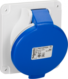 CEE surface-mounted socket, 4 pole, 32 A/200-250 V, blue, IP44, PKF32F424