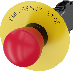 Emergency stop, pull release, mounting Ø  22.3 mm, unlit, 500 V, 1 Form B (N/C) + 1 Form A (N/O), 3SU1100-1HA20-1FG0
