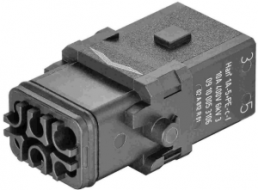 Socket contact insert, 1A, 5 pole, crimp connection, with PE contact, 09100053106
