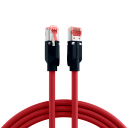 Patch cable, RJ45 plug, straight to RJ45 plug, straight, Cat 6A, S/FTP, PUR, 0.25 m, red