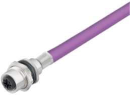 Sensor actuator cable, M12-flange socket, straight to open end, 2 pole, 1 m, PUR, purple, 4 A, 1279480100