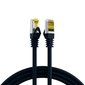 Patch cable, RJ45 plug, straight to RJ45 plug, straight, Cat 6A, S/FTP, LSZH, 0.25 m, black