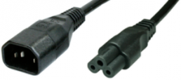 Extension line, International, C14-plug, straight on C5 jack, straight, HARSVT 3 x AWG 18, black, 0.5 m