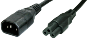 Extension line, International, C14-plug, straight on C5 jack, straight, HARSVT 3 x AWG 18, black, 1 m